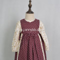 Cotton floral long sleeve apron girl dress